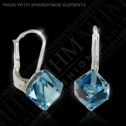 Náušnice Kostička Aquamarine Ag