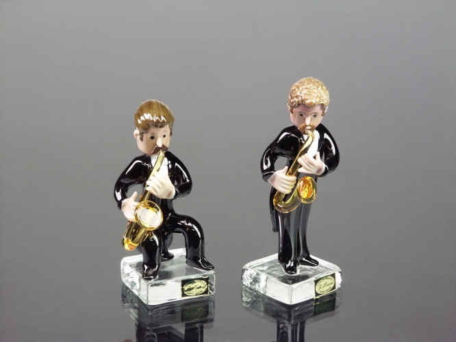 Saxofonista - skleněná figurka